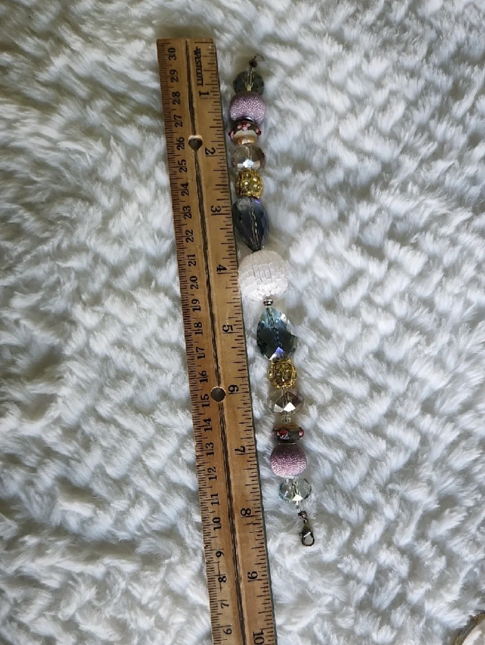 Boho Beaded Statement Bracelet - Pink, Lavender, Gold, Clear - Picture 6 of 6